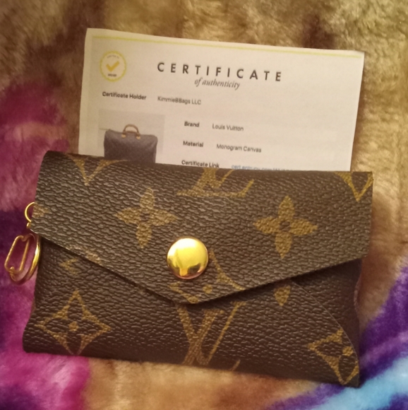 New Upcycled Lux Momogram Card Holder Bag Charm COA Included - Picture 6 of 7